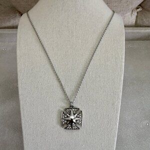 Dyrberg/Kern Frideria Swarovski crystal long necklace Antique Silver finish